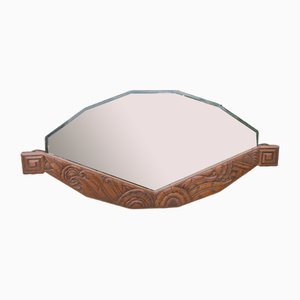 Art Deco Oval Mirror in Walnut, 1940s-RDN-1803208