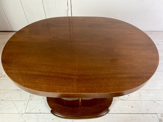 Art Deco Oval-Shaped Mahogany Side Table or Coffee Table-WZZ-901028