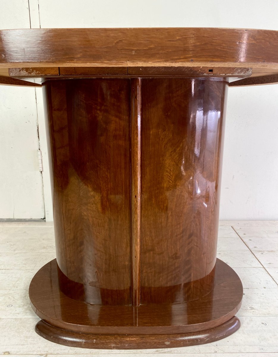 Art Deco Oval-Shaped Mahogany Side Table or Coffee Table