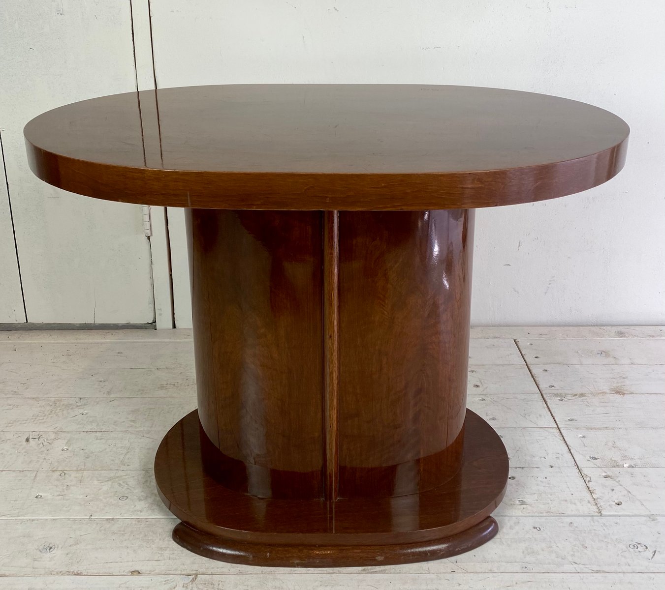 Art Deco Oval-Shaped Mahogany Side Table or Coffee Table