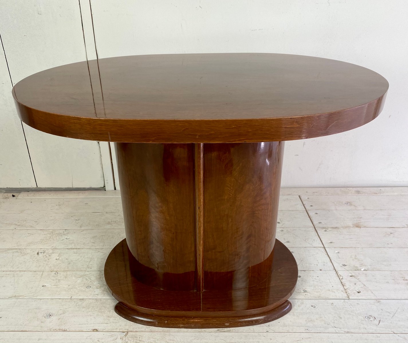 Art Deco Oval-Shaped Mahogany Side Table or Coffee Table-WZZ-901028