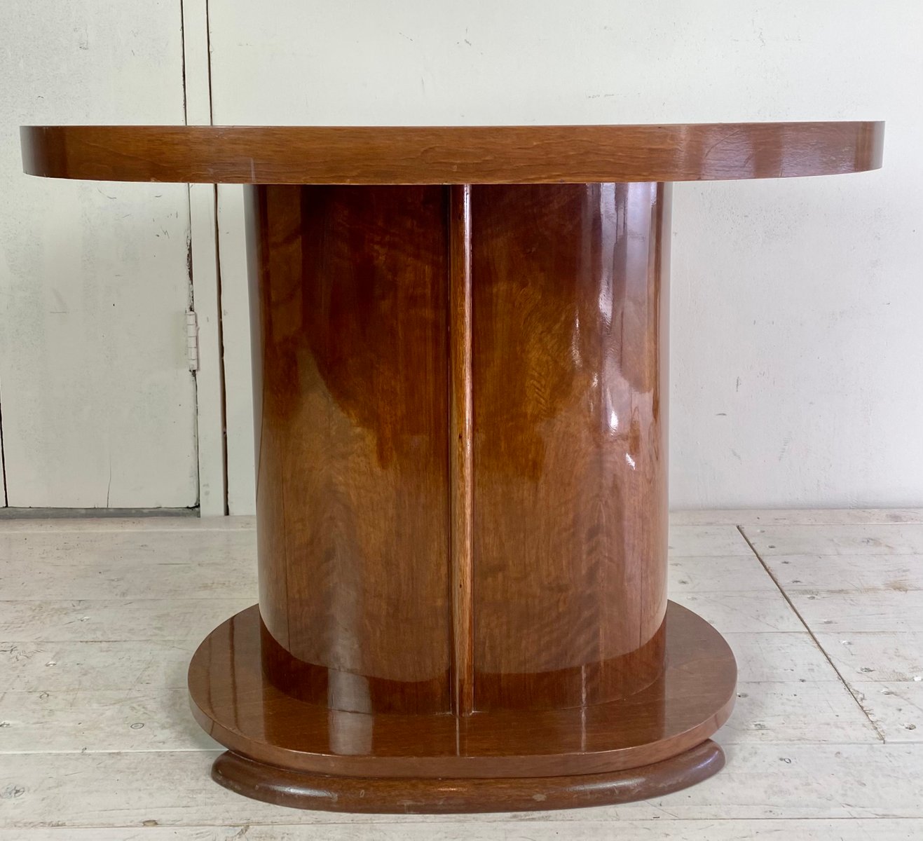 Art Deco Oval-Shaped Mahogany Side Table or Coffee Table-WZZ-901028