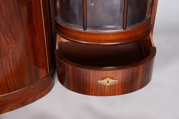 Art Deco Oval-Shaped Sideboard in Rosewood & Original Glass and Mirror, Czech, 1920s-WHY-1778015