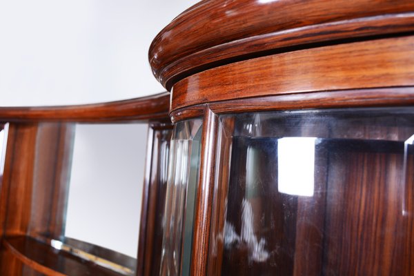 Art Deco Oval-Shaped Sideboard in Rosewood & Original Glass and Mirror, Czech, 1920s-WHY-1778015