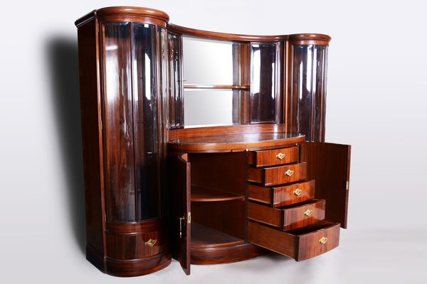 Art Deco Oval-Shaped Sideboard in Rosewood & Original Glass and Mirror, Czech, 1920s-WHY-1778015