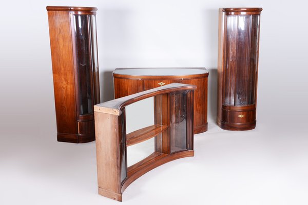 Art Deco Oval-Shaped Sideboard in Rosewood & Original Glass and Mirror, Czech, 1920s-WHY-1778015