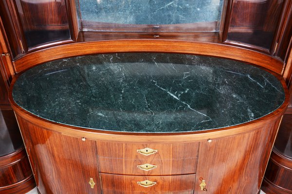 Art Deco Oval-Shaped Sideboard in Rosewood & Original Glass and Mirror, Czech, 1920s-WHY-1778015