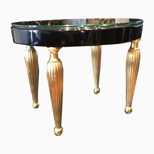 Art Deco Oval Side Table with Fluted Leaf Gilded Legs-LXP-752973