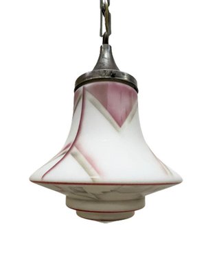 Art Deco Painted Milk Glass Pendant Lamp, 1920s-UCH-1298088