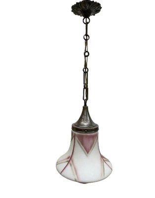 Art Deco Painted Milk Glass Pendant Lamp, 1920s-UCH-1298088