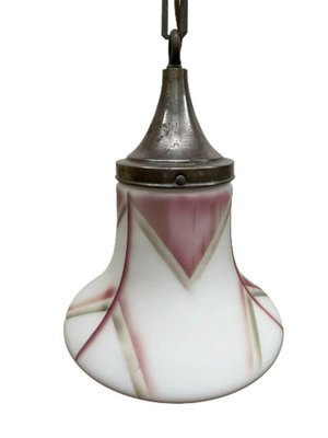 Art Deco Painted Milk Glass Pendant Lamp, 1920s-UCH-1298088