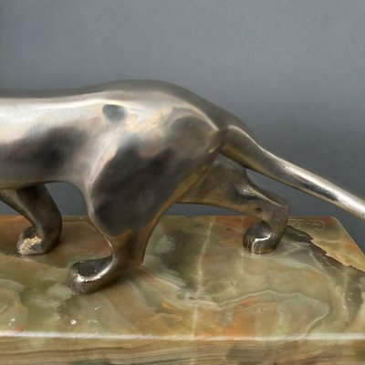 Art Deco Panther in Silvered Bronze on Onyx Base by Michel Découx-QKG-2042744