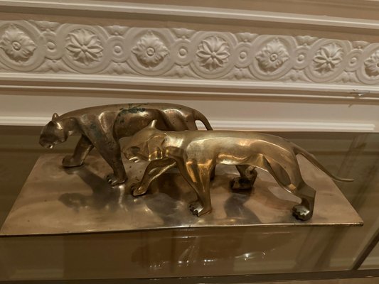 Art Deco Panther Sculpture in Brass-JG-1812995