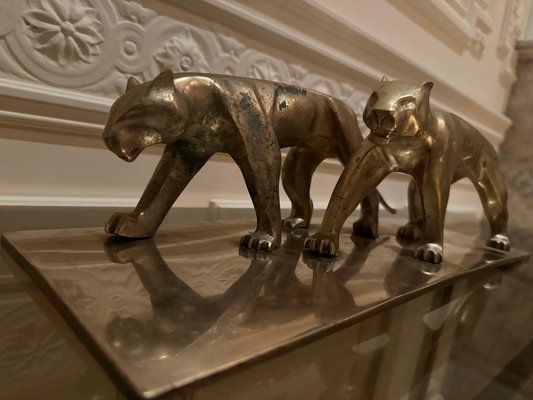 Art Deco Panther Sculpture in Brass-JG-1812995