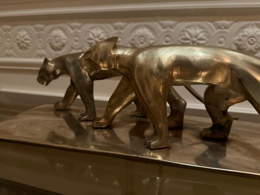 Art Deco Panther Sculpture in Brass-JG-1812995