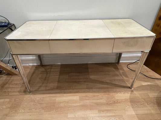 Art Deco Parchment Covered Desk from Primavera, France, 1930s