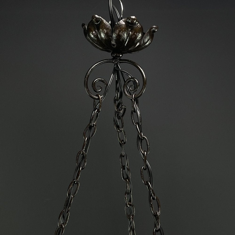 Art Deco Pate De Verre Ceiling Lamp attributed to Schneider, 1930s