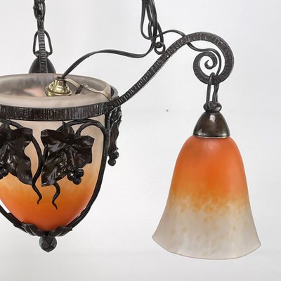 Art Deco Pate De Verre Ceiling Lamp attributed to Schneider, 1930s-JUZ-1740034