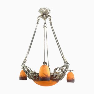 Art Deco Pate De Verre Ceiling Lamp by Degué, 1930s-JUZ-1732387