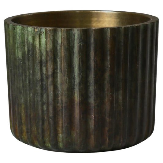 Art Deco Patinated Bronze Fluted Vase / Lidded Jar, Denmark, 1930s