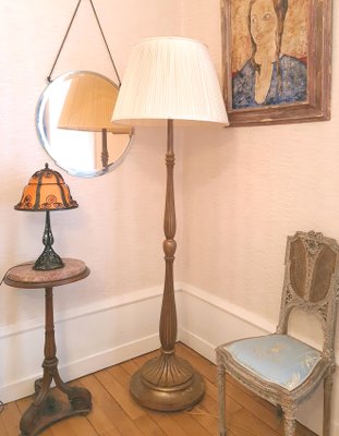 Art Deco Patinated Gold Leaf Floor Lamp in the style of Sue et Mare-AWH-1004554