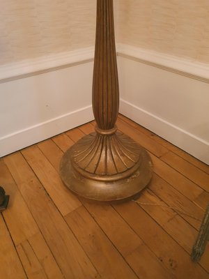 Art Deco Patinated Gold Leaf Floor Lamp in the style of Sue et Mare-AWH-1004554