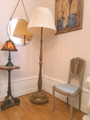 Art Deco Patinated Gold Leaf Floor Lamp in the style of Sue et Mare-AWH-1004554