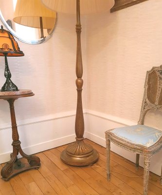 Art Deco Patinated Gold Leaf Floor Lamp in the style of Sue et Mare-AWH-1004554