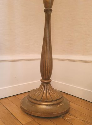 Art Deco Patinated Gold Leaf Floor Lamp in the style of Sue et Mare-AWH-1004554