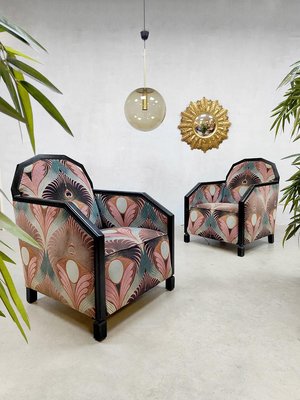 Art Deco Patterned Club Chairs, 1930s, Set of 2-BW-1407661