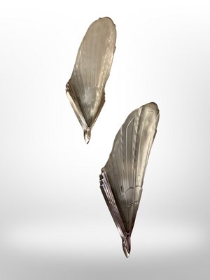 Art Deco Peacock Feather Sconces from Établissements Jean Gauthier, 1930, Set of 2-XGK-1783573