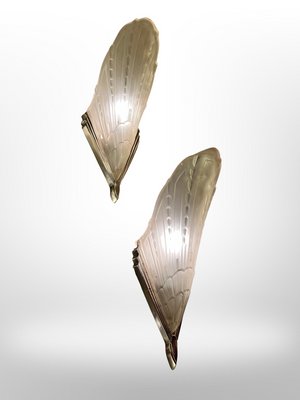 Art Deco Peacock Feather Sconces from Établissements Jean Gauthier, 1930, Set of 2-XGK-1783573