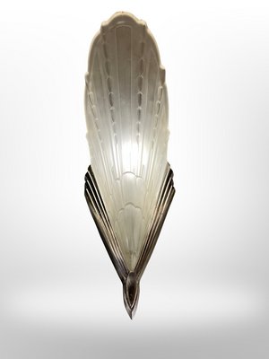 Art Deco Peacock Feather Sconces from Établissements Jean Gauthier, 1930, Set of 2-XGK-1783573