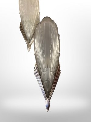 Art Deco Peacock Feather Sconces from Établissements Jean Gauthier, 1930, Set of 2-XGK-1783573