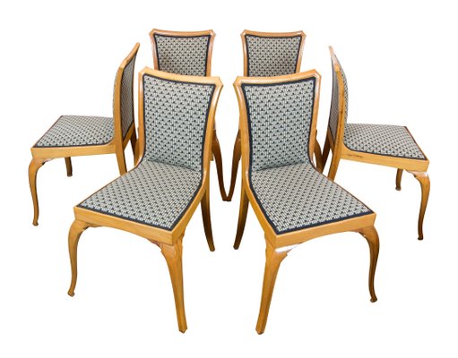 Art Deco Pearwood Dining Table and Chairs Set, Set of 7-WFJ-730633