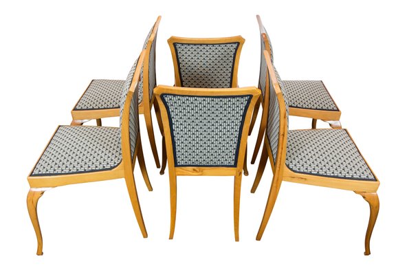 Art Deco Pearwood Dining Table and Chairs Set, Set of 7-WFJ-730633