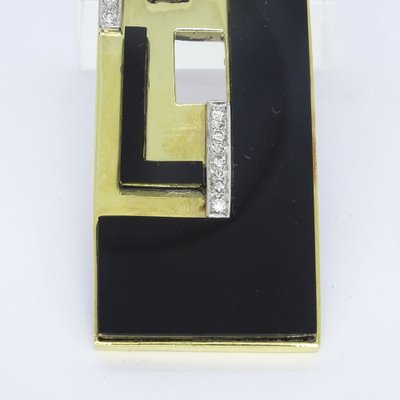 Art Deco Pendant, 18 Kt Yellow Gold, Ónix and Diamonds, France, 1930s-NUC-1720113