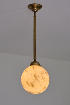 Art Deco Pendant in Brass and Marbled Glass, De La Mar Theatre, 1940s-FMT-2021092