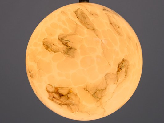 Art Deco Pendant in Brass and Marbled Glass, De La Mar Theatre, 1940s-FMT-2021092