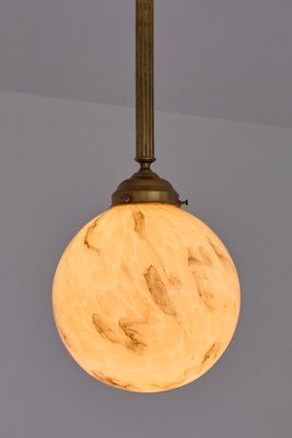 Art Deco Pendant in Brass and Marbled Glass, De La Mar Theatre, 1940s-FMT-2021092