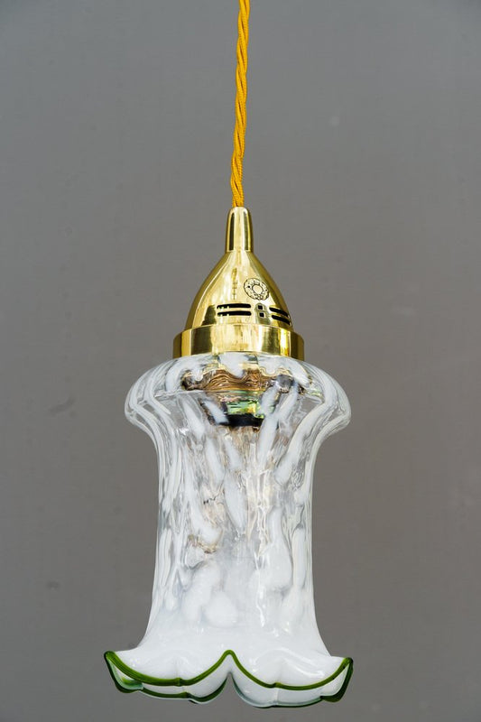 Art Deco Pendant in Opaline Glass, 1920s