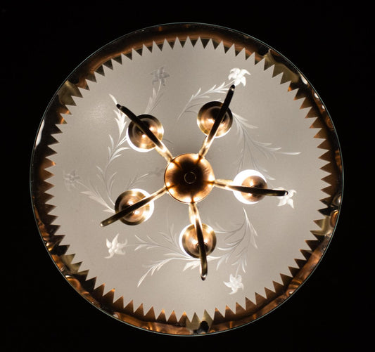 Art Deco Pendant Lamp in the Style of Pietro Chiesa for Fontana Arte, Italy, 1940s