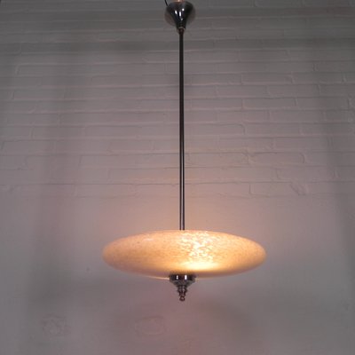 Art Deco Pendant Lamp with Cloudy Glass Bowl, 1930s-TL-2021185