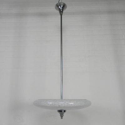 Art Deco Pendant Lamp with Cloudy Glass Bowl, 1930s-TL-2021185