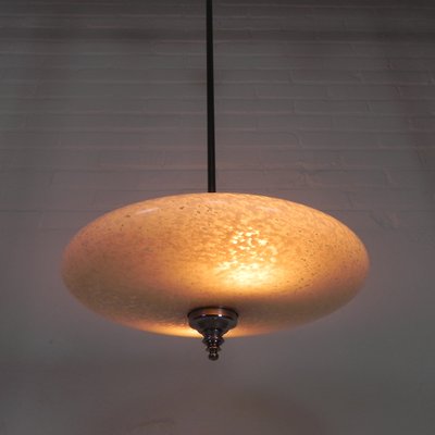 Art Deco Pendant Lamp with Cloudy Glass Bowl, 1930s-TL-2021185