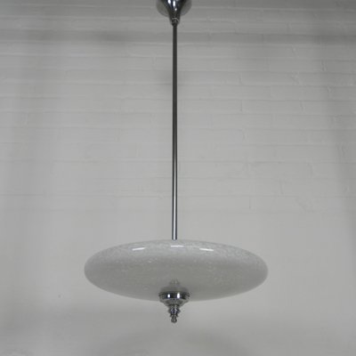 Art Deco Pendant Lamp with Cloudy Glass Bowl, 1930s-TL-2021185