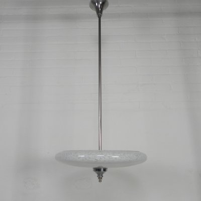 Art Deco Pendant Lamp with Cloudy Glass Bowl, 1930s-TL-2021185