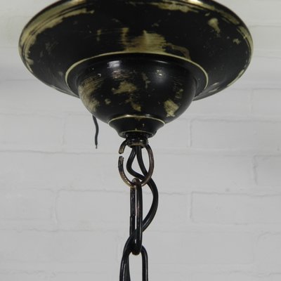 Art Deco Pendant Lamp with Glass Shade with Nature Scenes, 1930s-TL-2034829