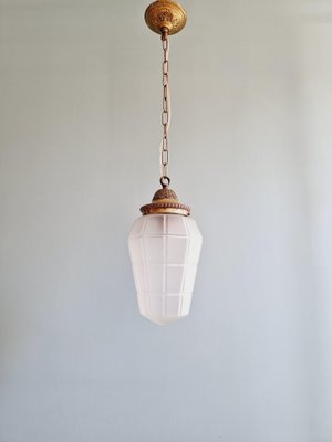 Art Deco Pendant Light in Faceted Transparent Satin Glass, 1920s-FAX-2043065