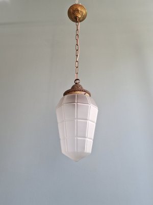 Art Deco Pendant Light in Faceted Transparent Satin Glass, 1920s-FAX-2043065